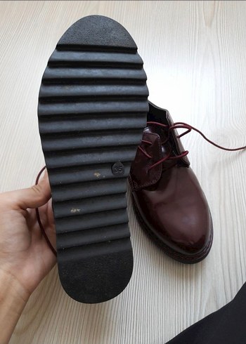 Bordo Deri Kız Çocuk Klasik Ayakkabı - Görsel 3