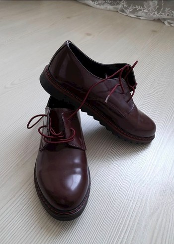 Bordo Deri Kız Çocuk Klasik Ayakkabı - Görsel 2