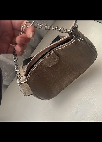 Beden Bej Deri Zincir Detaylı Kadın Çanta