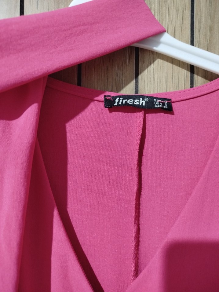 Pembe V Yaka Uzun Kollu - Görsel 4