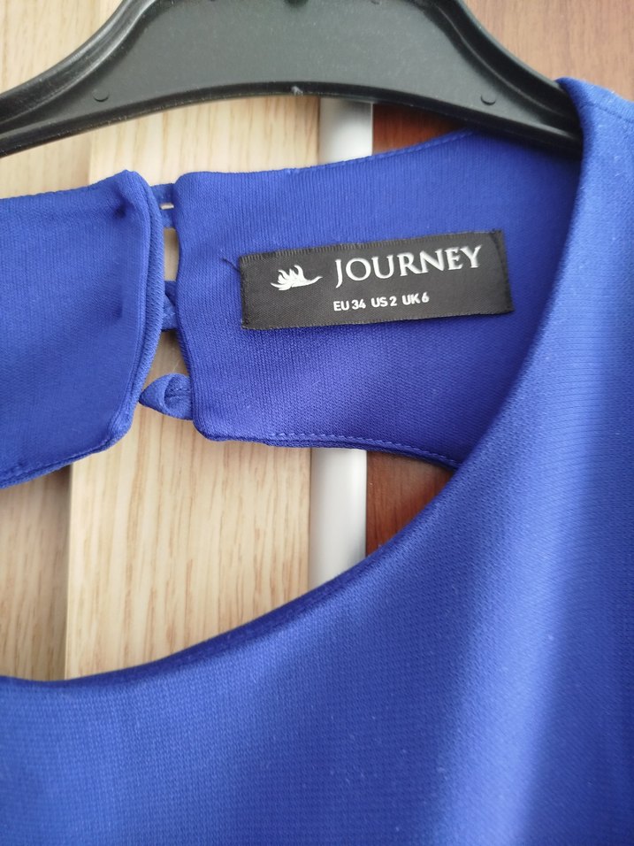 Mavi Midi Drapeli Kadın Elbise - Görsel 4