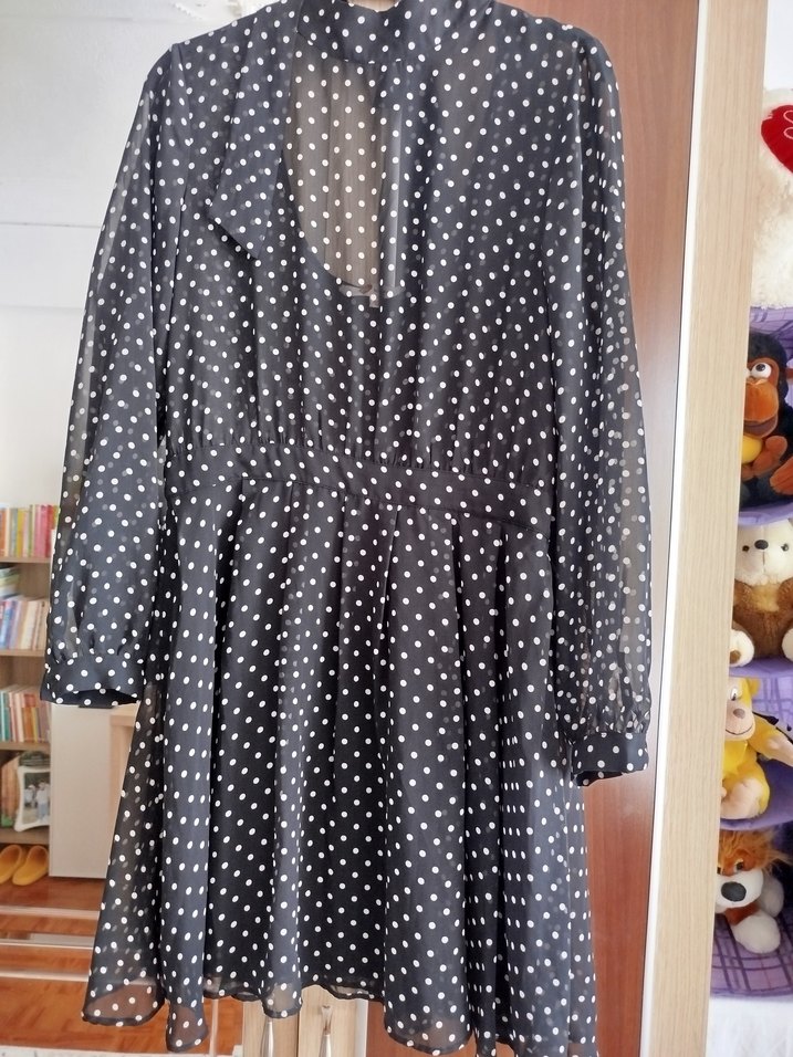 Siyah beyaz noktalı elbıse - Görsel 2