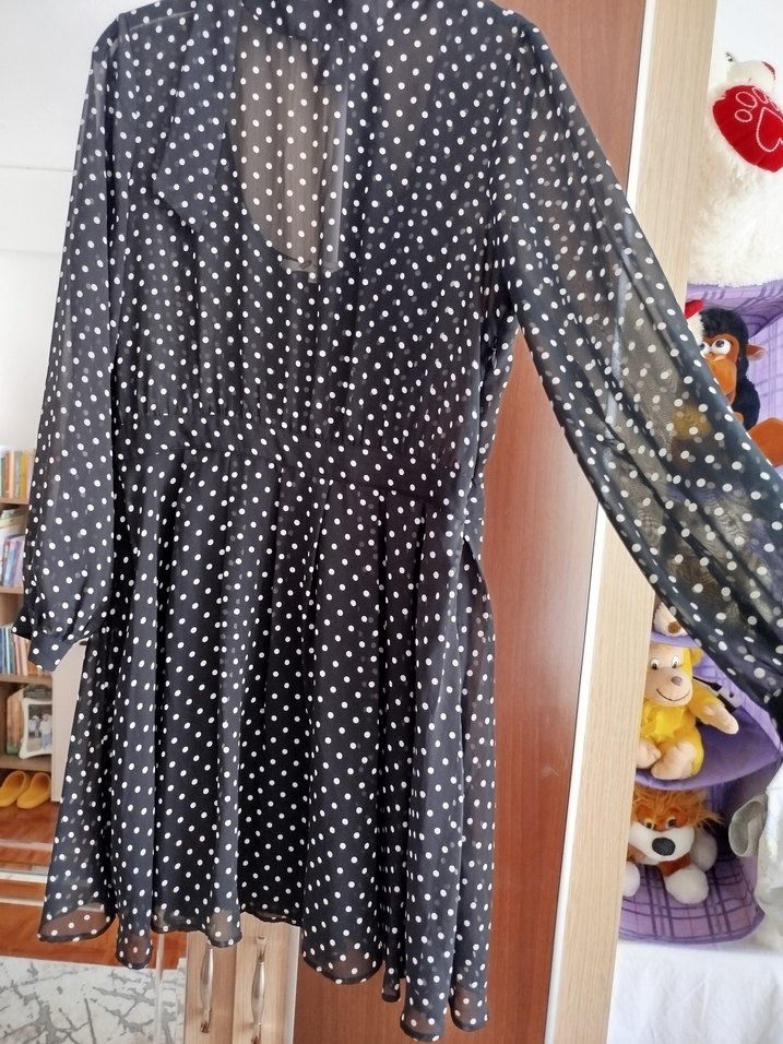 Siyah beyaz noktalı elbıse - Görsel 5