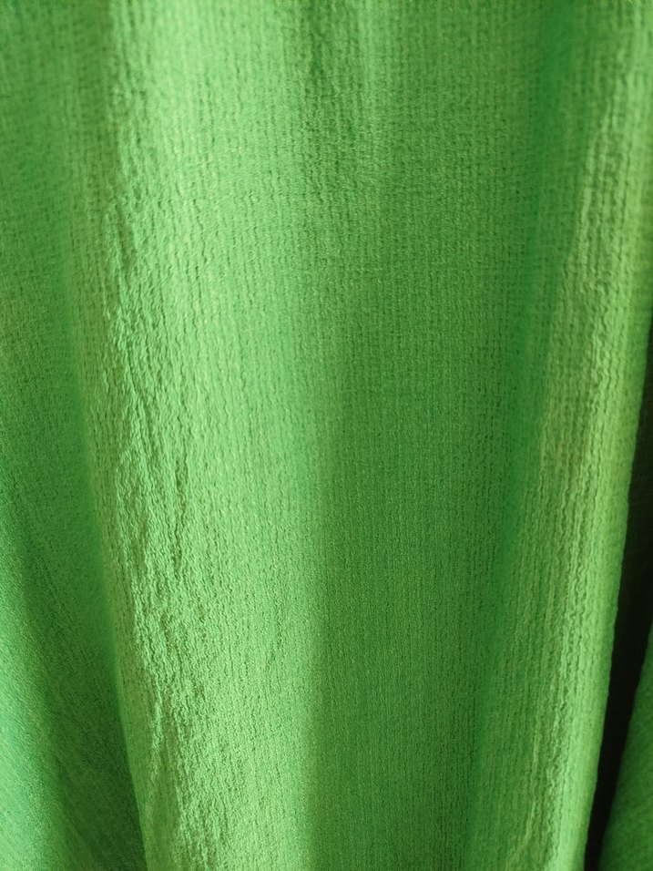 Yeşil V Yaka Midi Keten Elbise - Görsel 5
