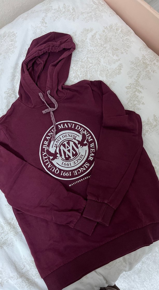 Bordo Zincir Detaylı Kadın Sweatshirt - Görsel 4