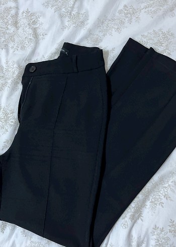 Siyah Midi Kumaş Kadın Pantolon - Görsel 2