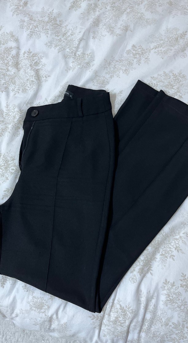 Siyah Midi Kumaş Kadın Pantolon - Görsel 2