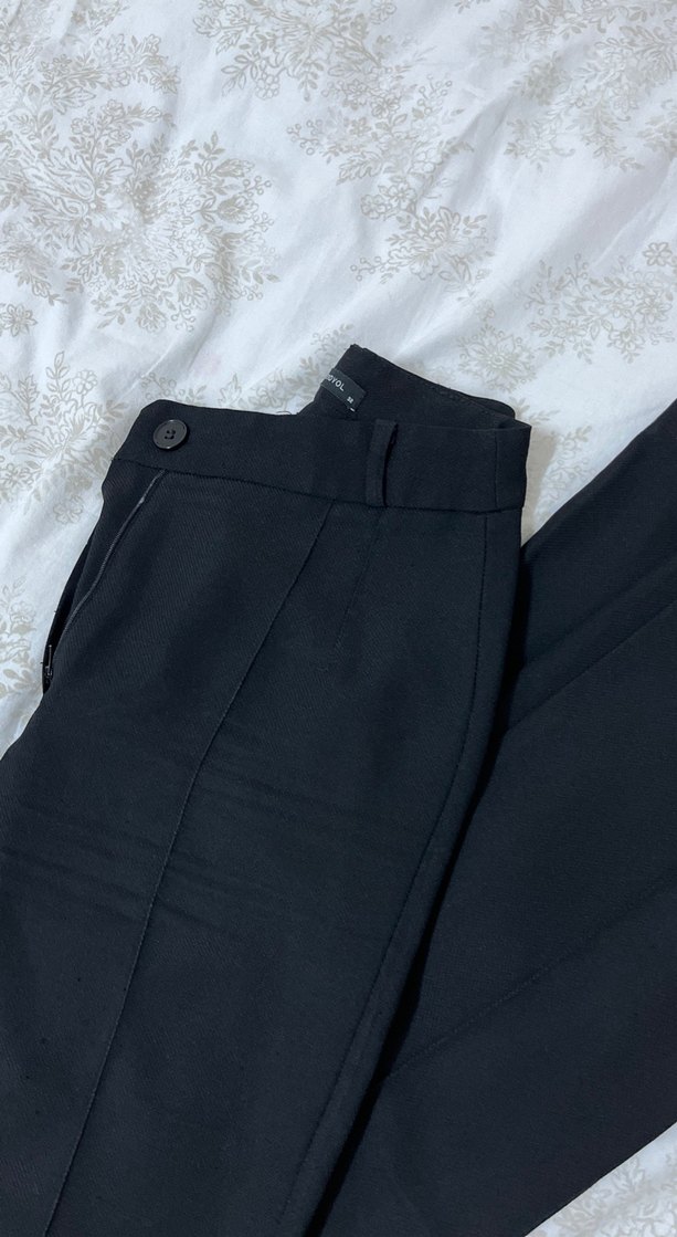 Siyah Midi Kumaş Kadın Pantolon - Görsel 3