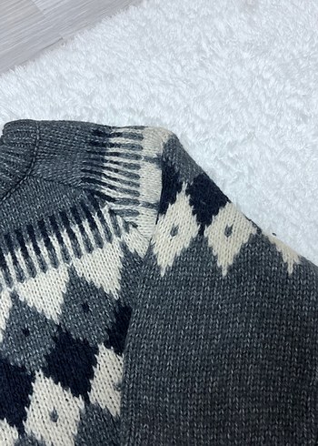 Gri Desenli Kadın Triko Kazak - Görsel 4