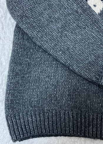 Gri Desenli Kadın Triko Kazak - Görsel 2