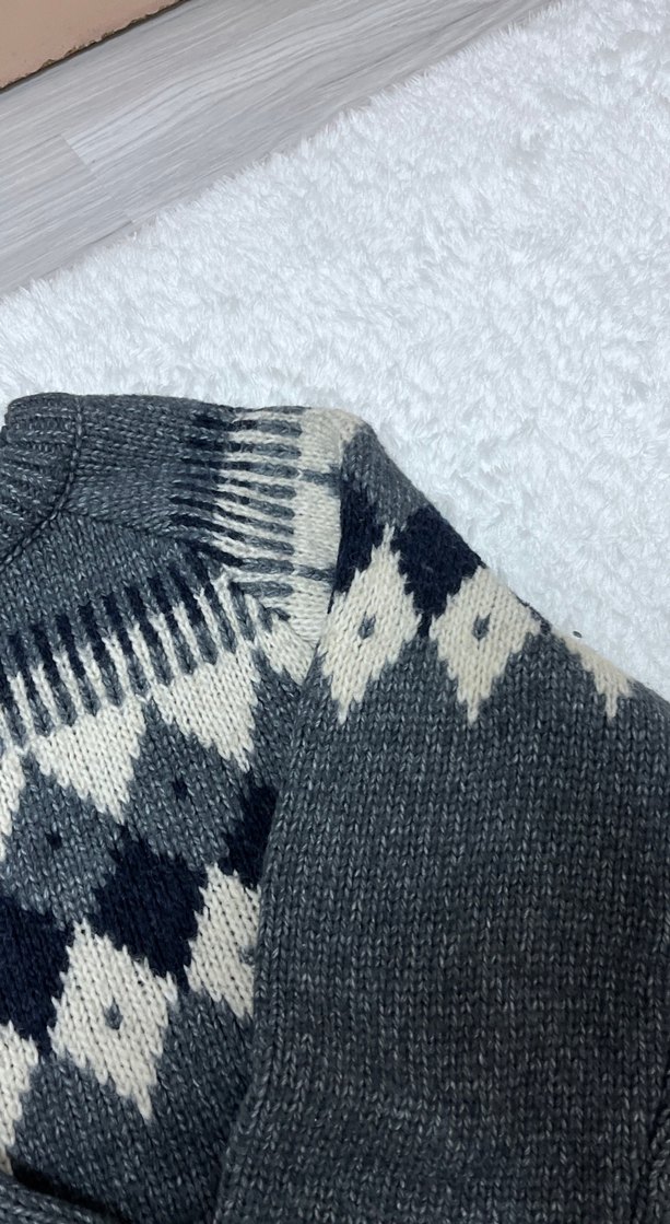 Gri Desenli Kadın Triko Kazak - Görsel 4