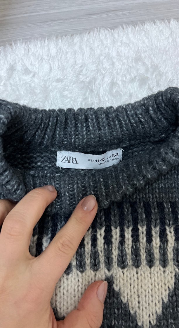 Gri Desenli Kadın Triko Kazak - Görsel 3