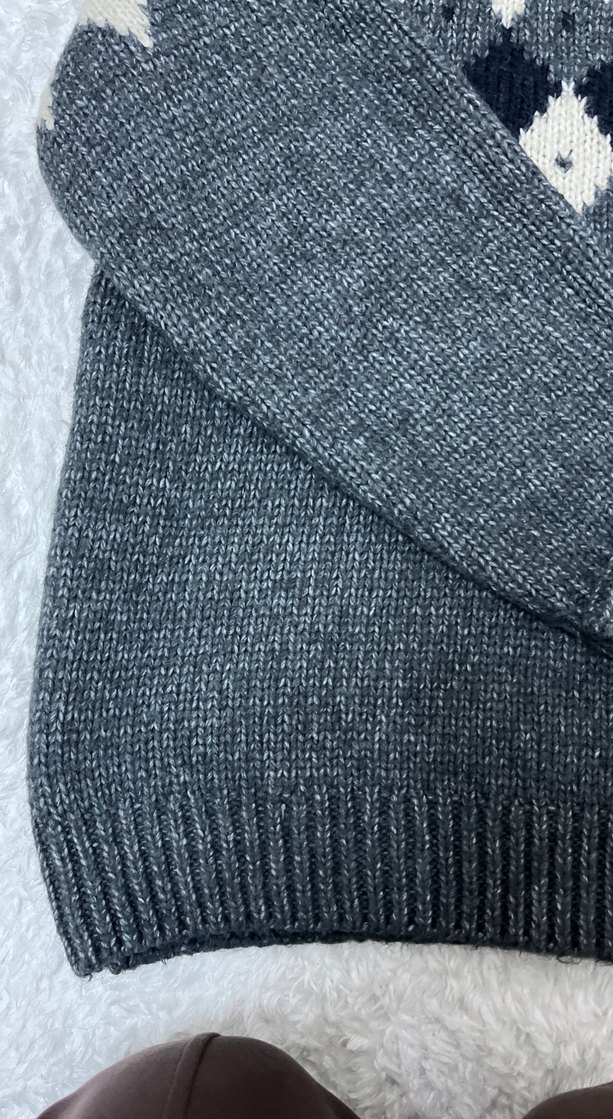 Gri Desenli Kadın Triko Kazak - Görsel 2