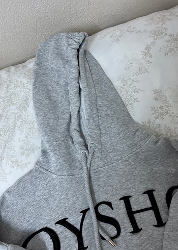 Gri Kapüşonlu YSH Baskılı Sweatshirt - Görsel 3