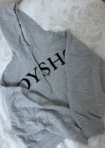 Gri Kapüşonlu YSH Baskılı Sweatshirt - Görsel 4