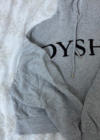 Gri Kapüşonlu YSH Baskılı Sweatshirt - Görsel 2