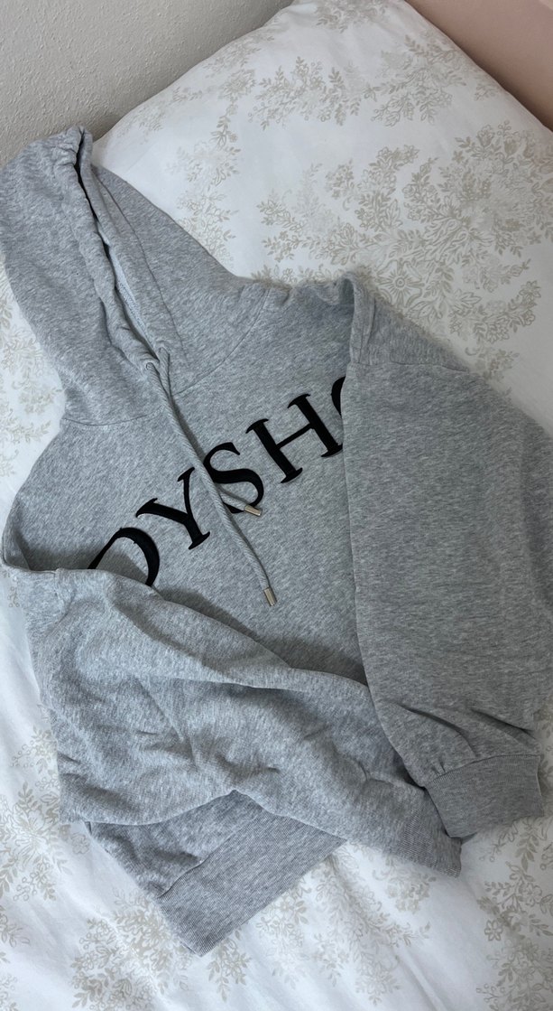 Gri Kapüşonlu YSH Baskılı Sweatshirt - Görsel 4