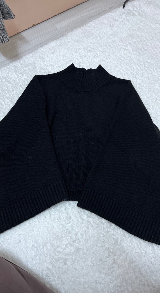 Siyah Boğazlı Örgü Kadın Kazak - Görsel 5