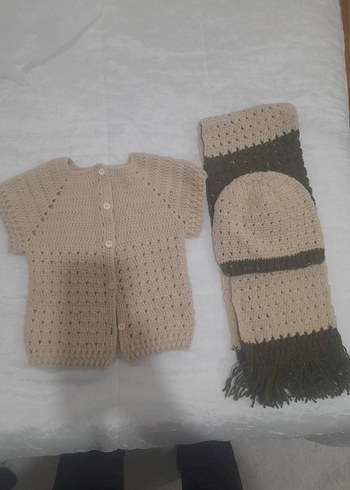 Bej Örgü Erkek Bebek Takımı