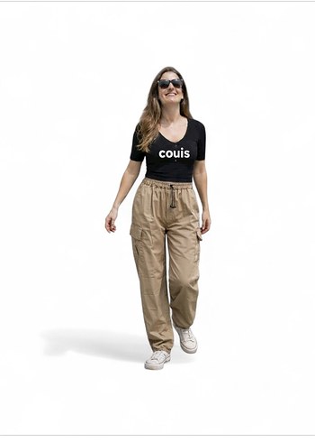 Kadın Camel Renk bel ve paça lastikli Pantolon - Görsel 2