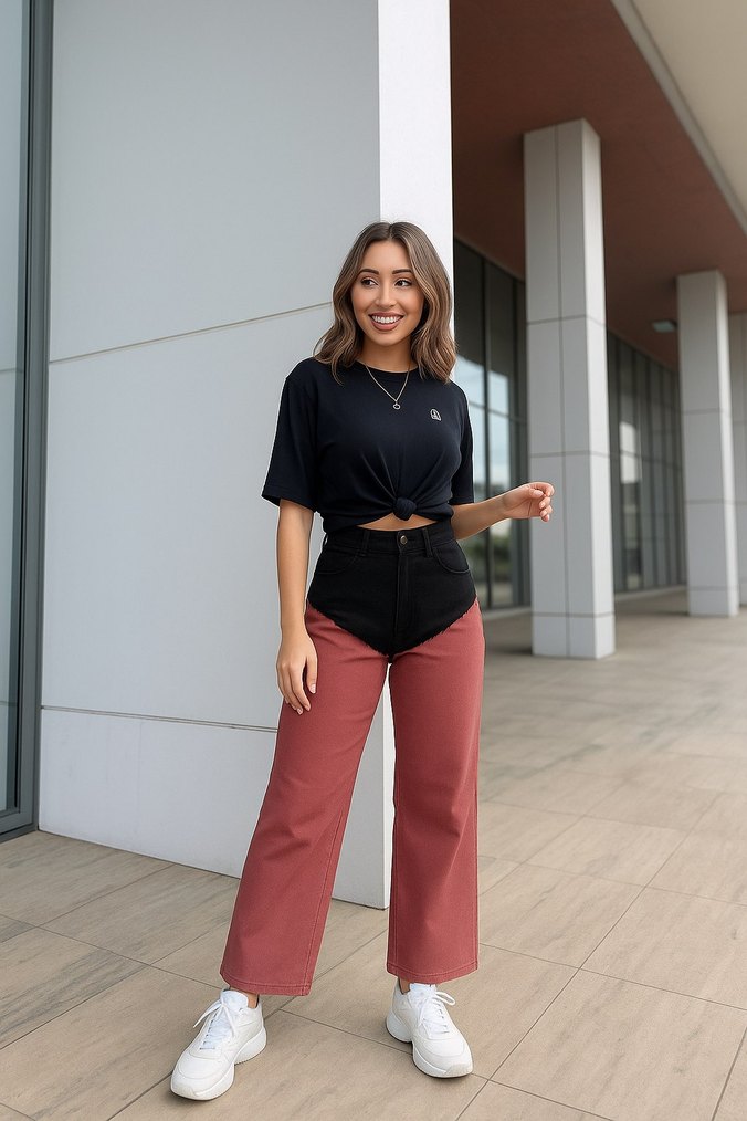 Kadın Siyah gri Pantolon - Görsel 4