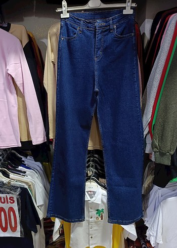 Diğer Koyu Mavi Yuksek Bel Denim Jean