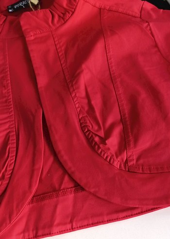 kadın kırmızı L beden bolero - Görsel 2