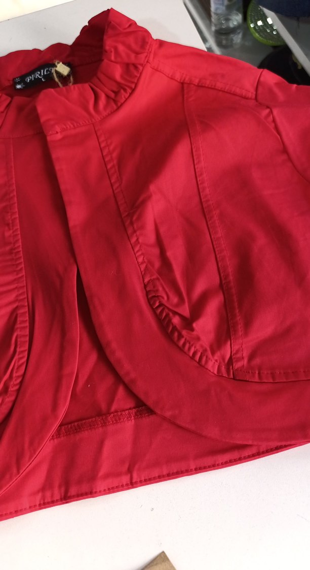 kadın kırmızı L beden bolero - Görsel 2