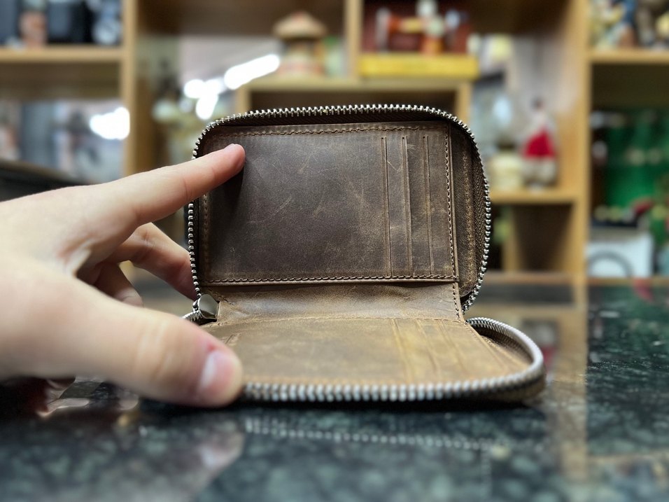 Hakiki Deri Kahverengi Vintage Erkek Cüzdanı GUARD - Görsel 4