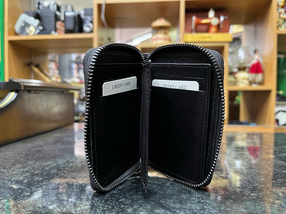 Hakiki Deri Erkek Siyah Deri Fermuarlı Cüzdan - Görsel 3