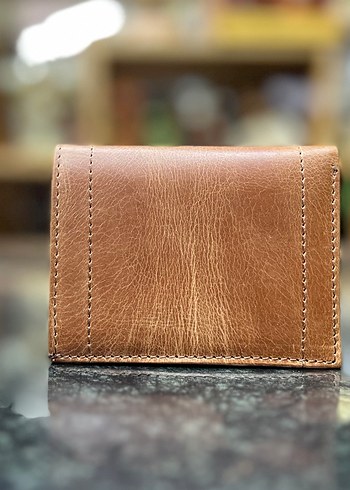 Hakiki Deri Kareli Camel Rengi Erkek Cüzdanı - Görsel 2
