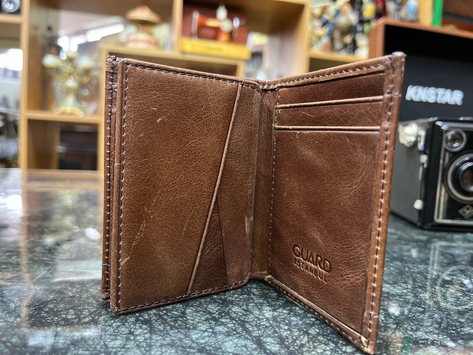 Hakiki Deri Parlak Kahverengi Erkek Cüzdan - Görsel 3