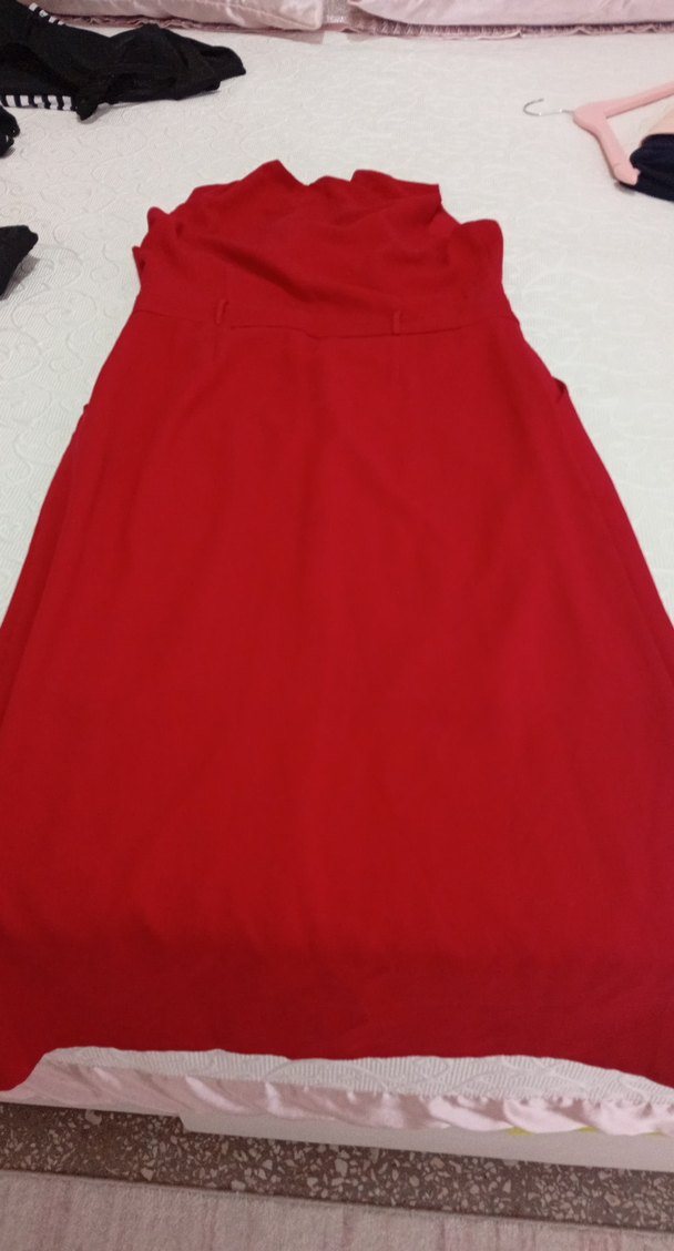 Kırmızı Uzun Drapeli Hamile Eteği - Görsel 5