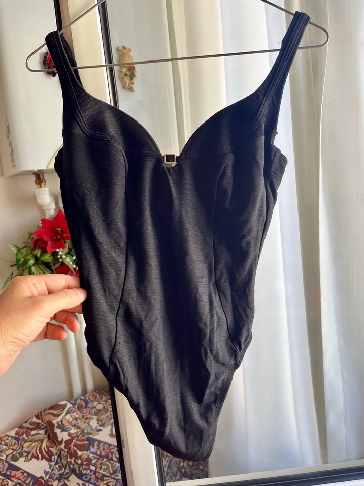 Siyah Drapeli Kadın Mayo - Görsel 2