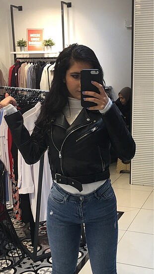 Pull and bear siyah deri ceket