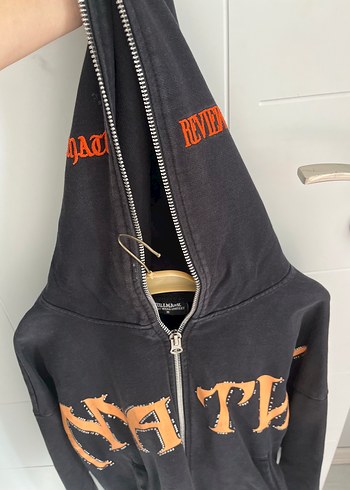 Diğer Siyah Kapüşonlu Fermuarlı Kadın Sweatshirt