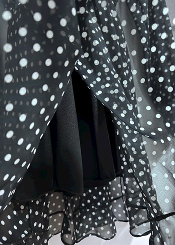 Siyah Puantiyeli Uzun Kadın Elbise - Görsel 3