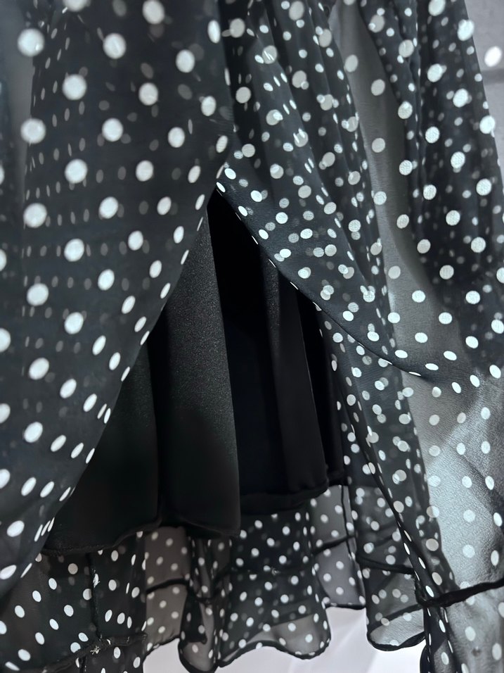 Siyah Puantiyeli Uzun Kadın Elbise - Görsel 3
