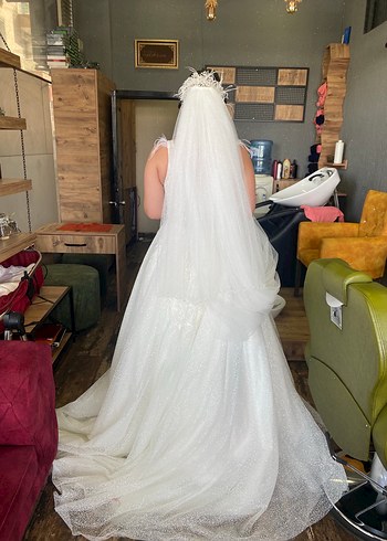 V Yaka Modern Klasik A Kesim Gelinlik - Görsel 2