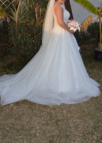 V Yaka Modern Klasik A Kesim Gelinlik - Görsel 3