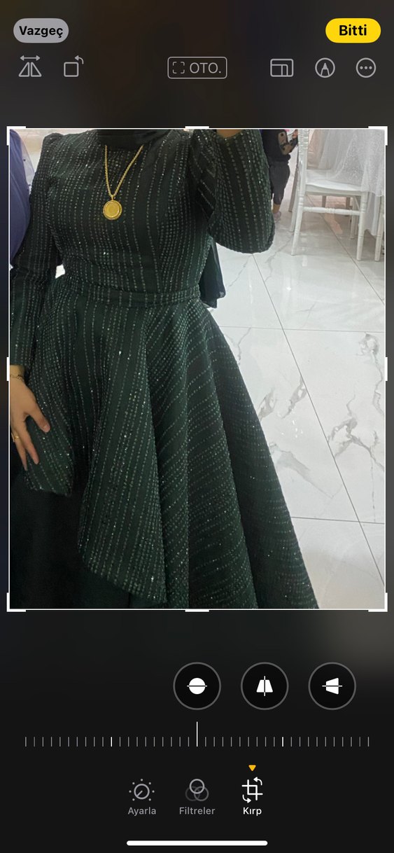 Koyu Yeşil Drapeli Uzun Abiye nişanlık - Görsel 4