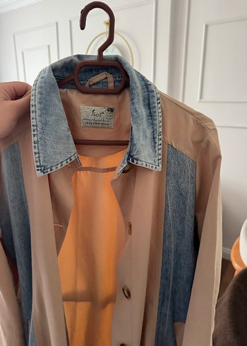 Bej Baskılı Kadın Denim Ceket - Görsel 2