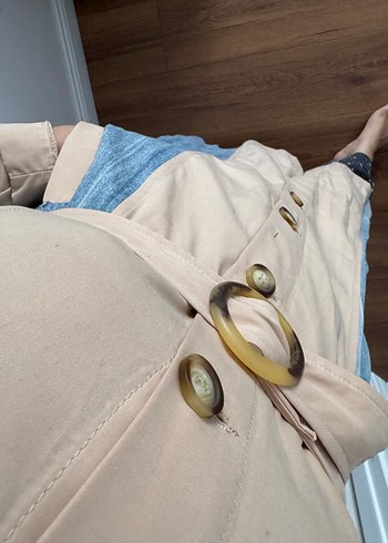 Bej Baskılı Kadın Denim Ceket - Görsel 5