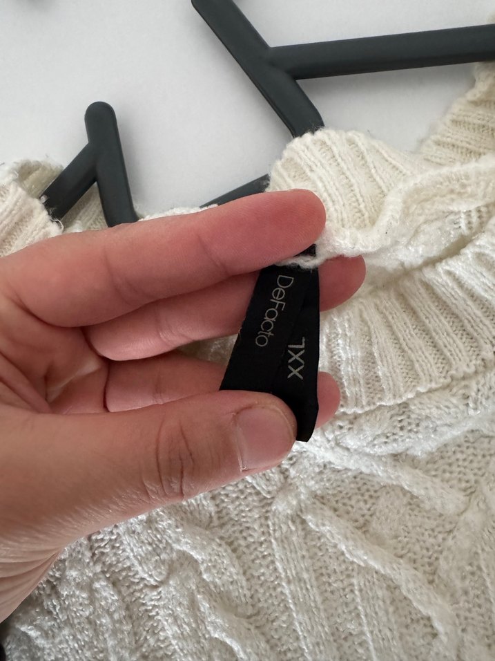 Bohem Tarzı Beyaz Örgü Hamile Süveteri - Görsel 2