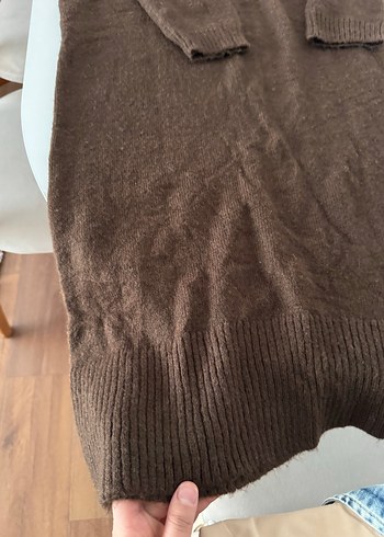 Kadın Kahverengi Boğazlı Uzun Triko Elbise - Görsel 3