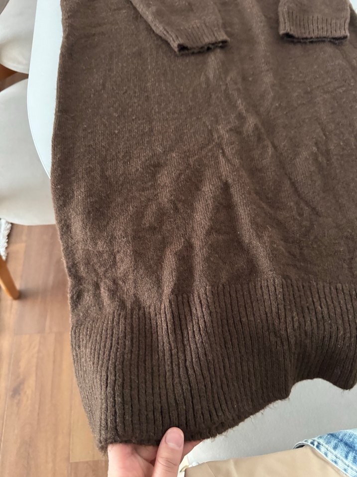 Kadın Kahverengi Boğazlı Uzun Triko Elbise - Görsel 3