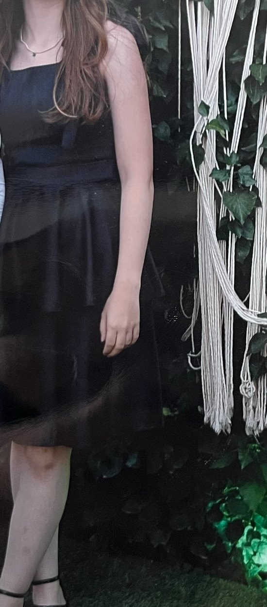 Siyah Straplez saten Midi Elbise - Görsel 2