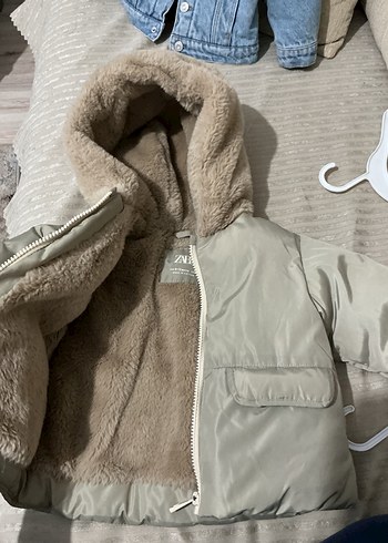 9-12 Ay Beden Erkek Çocuk Gri Kürklü Street Wear Mont