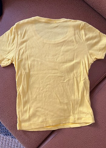 Diğer Crop Sarı Kısa Kollu Tişört