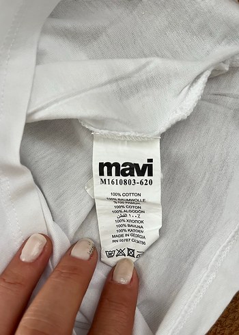 xs Beden Mavi Baskılı Beyaz Kadın Tişört
